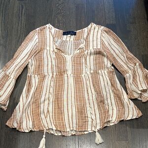 Blue Rain Striped Tiered Layer Blouse